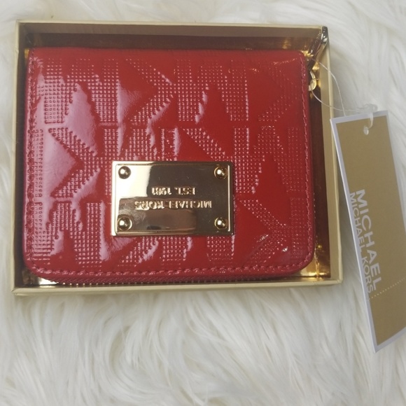 MICHAEL Michael Kors Handbags - NWT Michael Kors Red Patent Leather Wallet